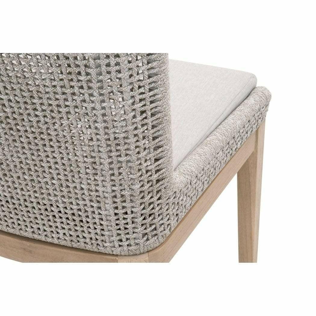 LOOMLAN Outdoor - Mesh Outdoor Dining Chair Set of 2 Taupe & White Rope & Teak - Outdoor Dining Chairs