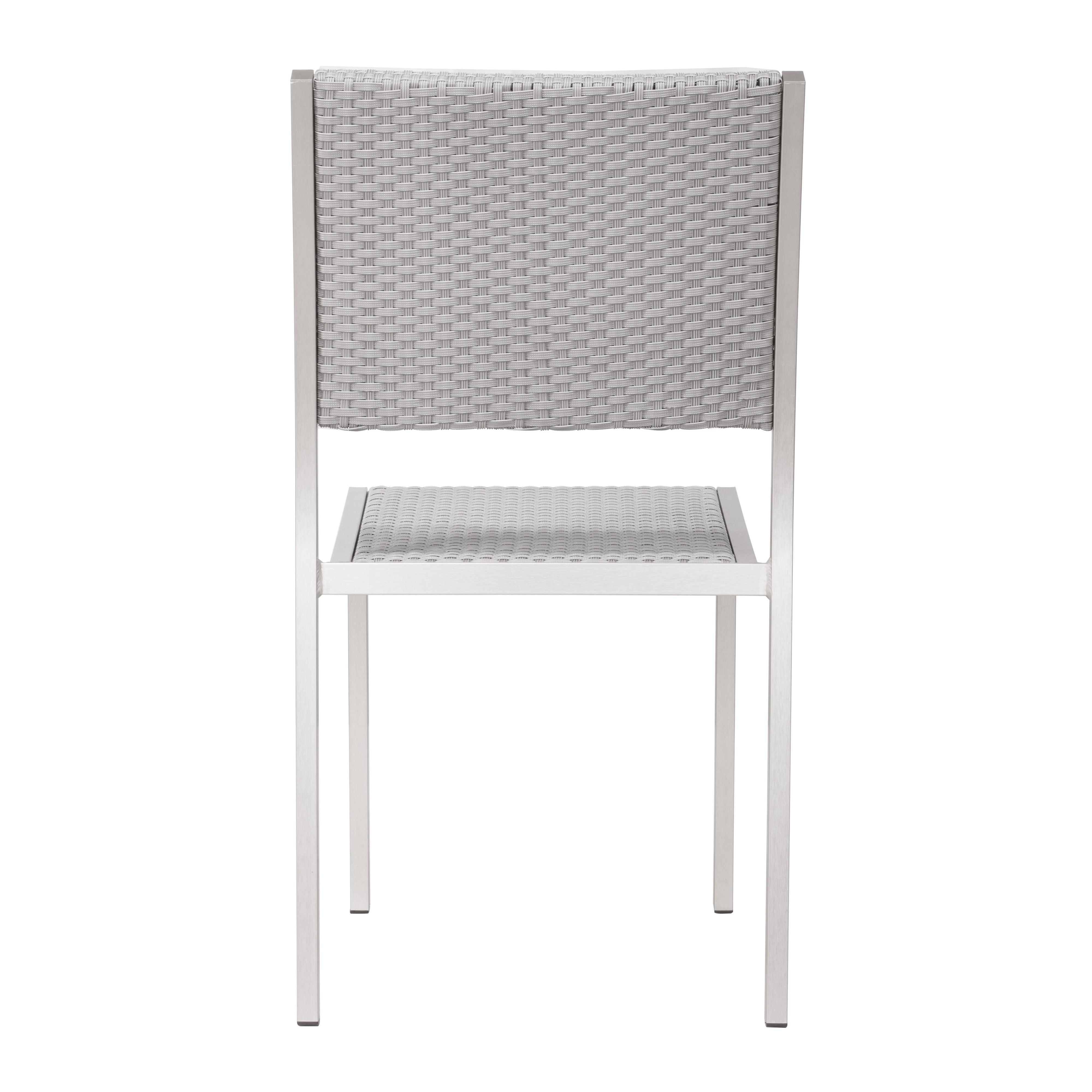 LOOMLAN Outdoor - Metropolitan Armless Chair (Set of 2) Brushed Aluminum - Outdoor Accent Chairs