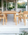 LOOMLAN Outdoor - Modurn 5-Piece Rectangular Teak Outdoor Dining Set with Stacking Armchairs - Outdoor Dining Sets