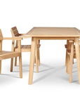 LOOMLAN Outdoor - Modurn 5-Piece Rectangular Teak Outdoor Dining Set with Stacking Armchairs - Outdoor Dining Sets