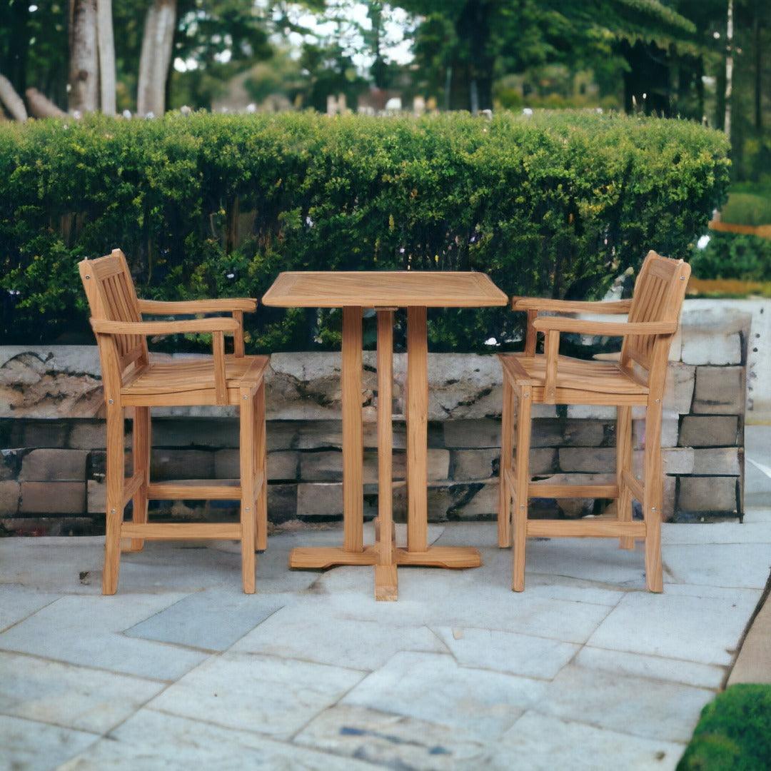 LOOMLAN Outdoor - Oasis Square Teak Outdoor Bar Table - Outdoor Bistro Tables