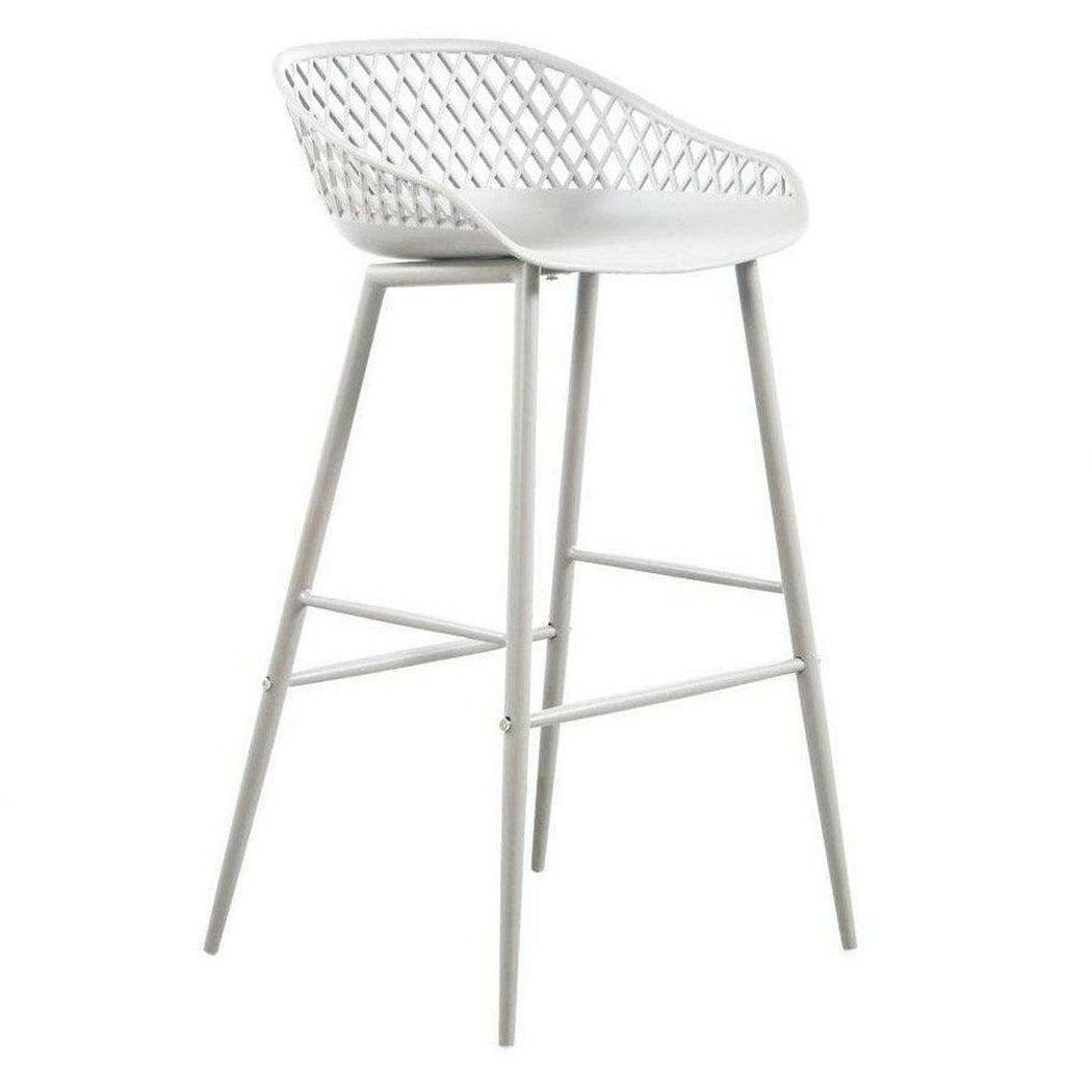 LOOMLAN Outdoor - Outdoor Barstool White (Set of 2) Black Contemporary (Bar Height) - Outdoor Bar Stools