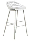 LOOMLAN Outdoor - Outdoor Barstool White (Set of 2) Black Contemporary (Bar Height) - Outdoor Bar Stools