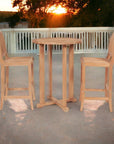 LOOMLAN Outdoor - Palm 3-Piece Round Bar Height Teak Outdoor Dining Set - Outdoor Bistro Sets