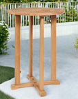LOOMLAN Outdoor - Palm Round Teak Outdoor Bar Height Bistro Table with Umbrella Hole - Outdoor Bistro Tables