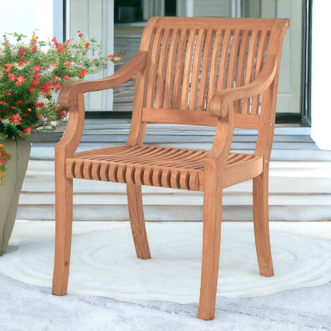 LOOMLAN Outdoor - Palm Teak Outdoor Dining Armchair - Outdoor Dining Chairs