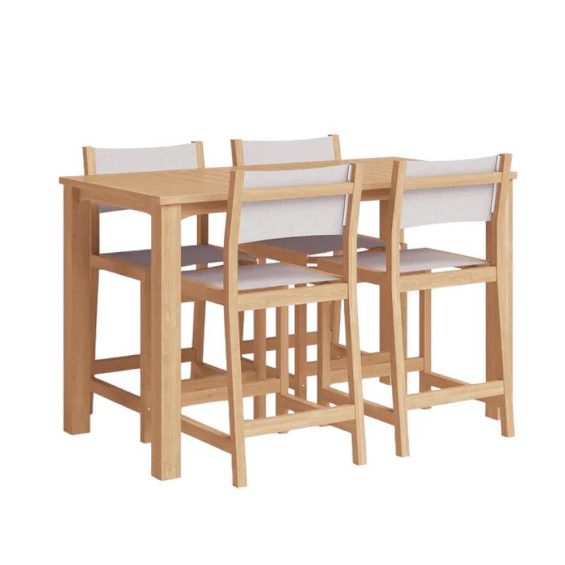 LOOMLAN Outdoor - Pearl 5-Piece Counter Height Teak Outdoor Set - Outdoor Counter Dining Sets