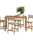 LOOMLAN Outdoor - Pearl 5-Piece Counter Height Teak Outdoor Set - Outdoor Counter Dining Sets