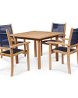 LOOMLAN Outdoor - Pearl 5-Piece Square Teak Table Outdoor Dining Set with Stacking Armchairs - Outdoor Dining Sets