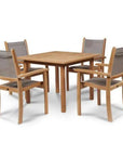 LOOMLAN Outdoor - Pearl 5-Piece Square Teak Table Outdoor Dining Set with Stacking Armchairs - Outdoor Dining Sets