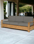 LOOMLAN Outdoor - Qube Teak Deep Seating Outdoor Sofa with Sunbrella Cushions - Outdoor Sofas & Loveseats