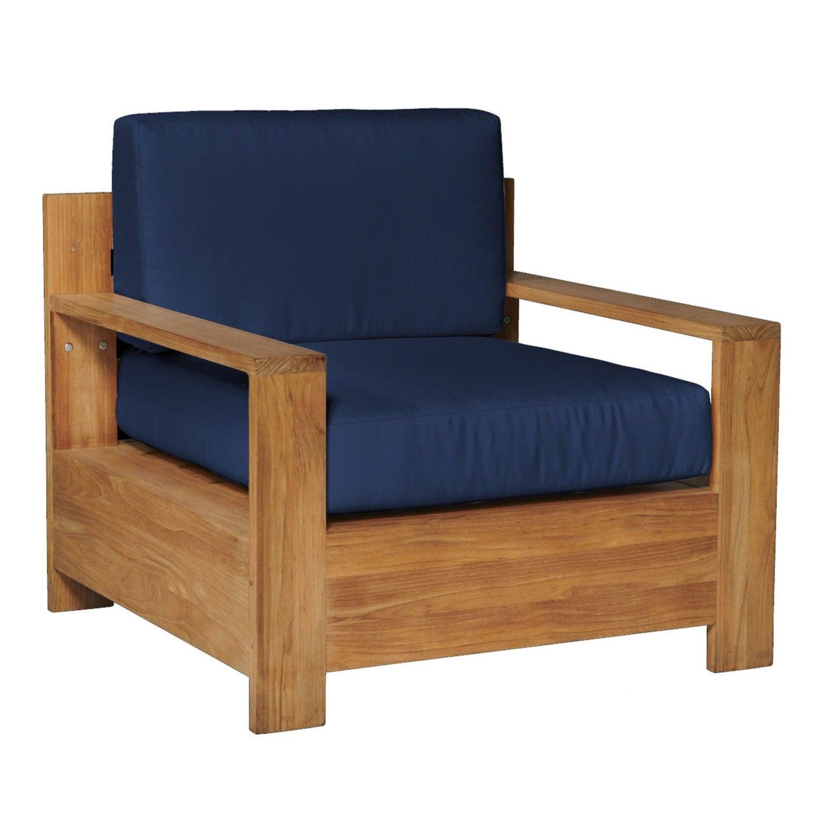 LOOMLAN Outdoor - Qube Teak Outdoor Club Chair with Sunbrella Cushion - Outdoor Lounge Chairs