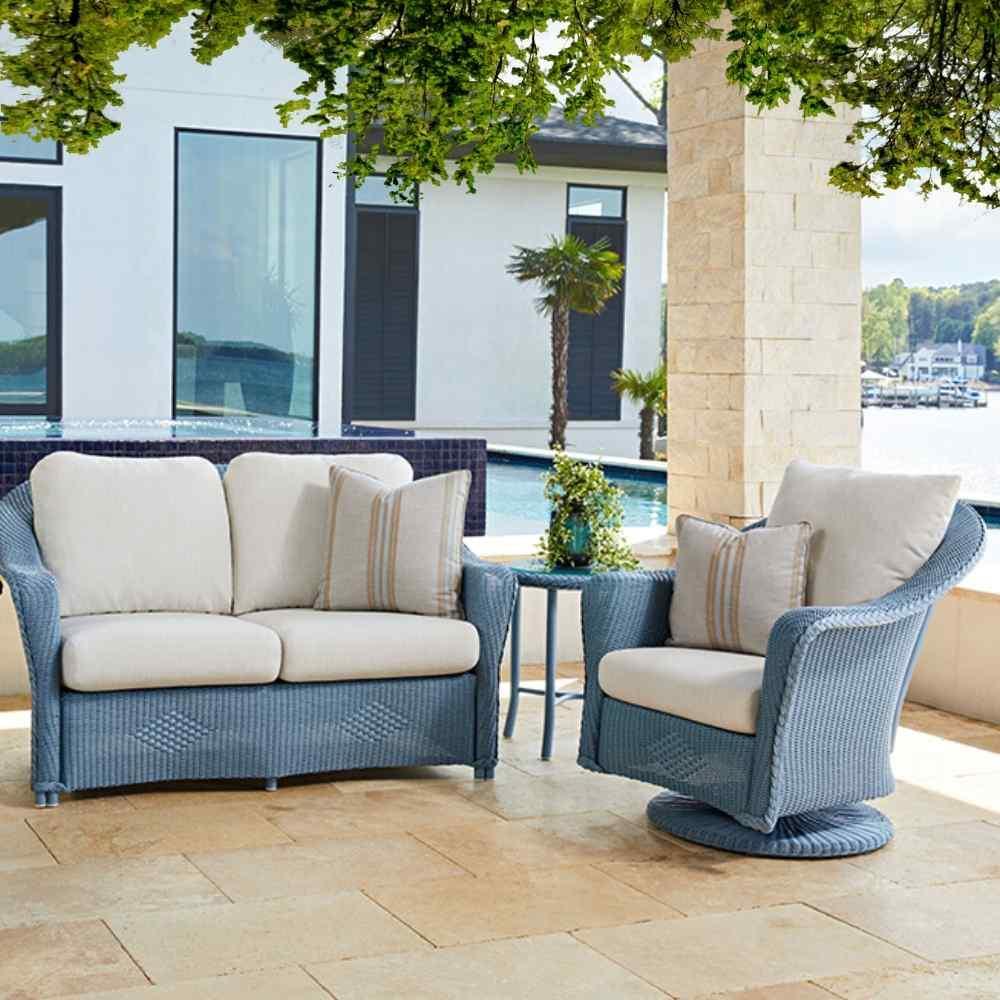 LOOMLAN Outdoor - Reflections Wicker Loveseat With Sunbrella Cushions Lloyd Flanders - Outdoor Sofas & Loveseats