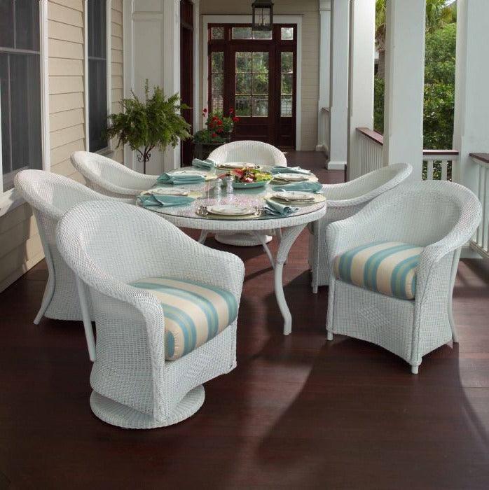 LOOMLAN Outdoor - Reflections Wicker Patio Dining Table Set With Armchairs Set for 6 - Outdoor Dining Sets