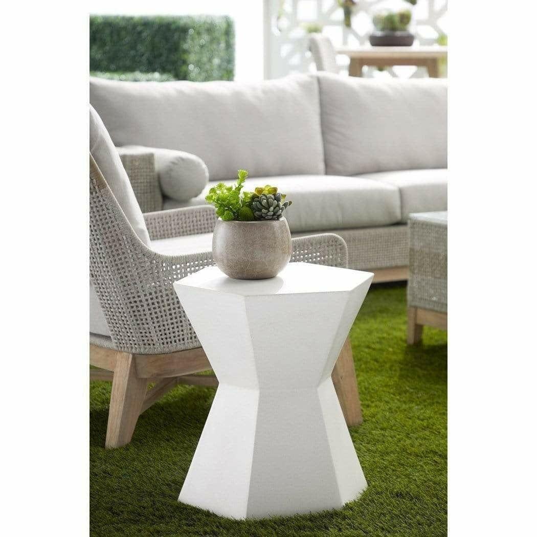 LOOMLAN Outdoor - Round Bento Accent Table Ivory Concrete - Outdoor Side Tables