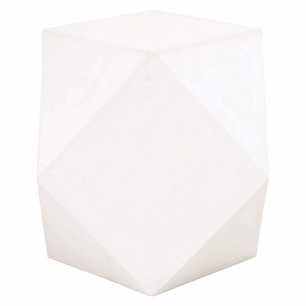 LOOMLAN Outdoor - Round Facet Accent Table Ivory Concrete - Outdoor Side Tables