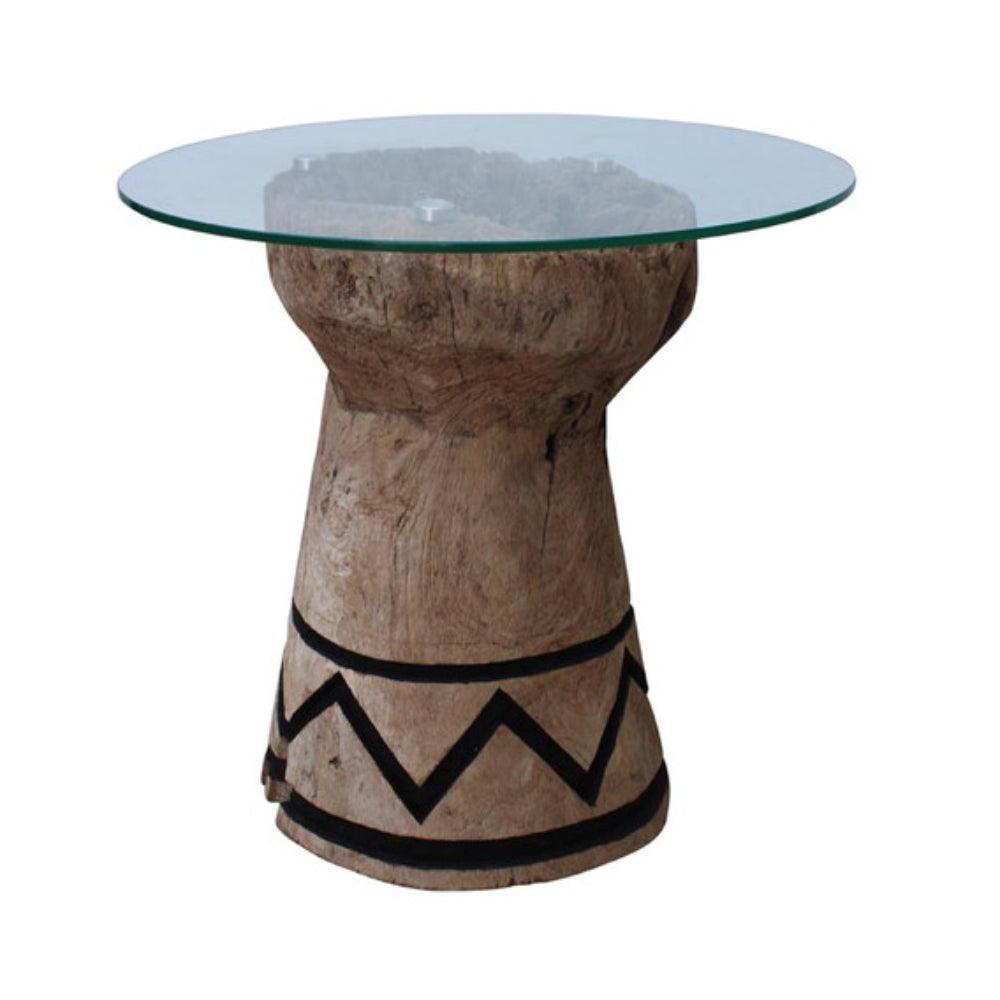 LOOMLAN Outdoor - Tabari High End Table Black With Glass Top - Outdoor Side Tables