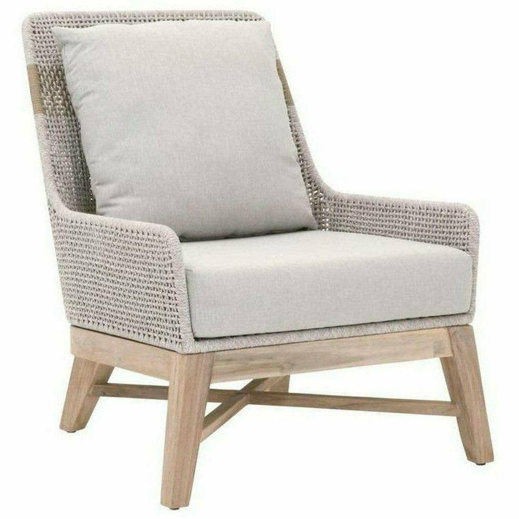 LOOMLAN Outdoor - Tapestry Outdoor Club Chair Taupe & White Rope and Teak - Outdoor Lounge Chairs