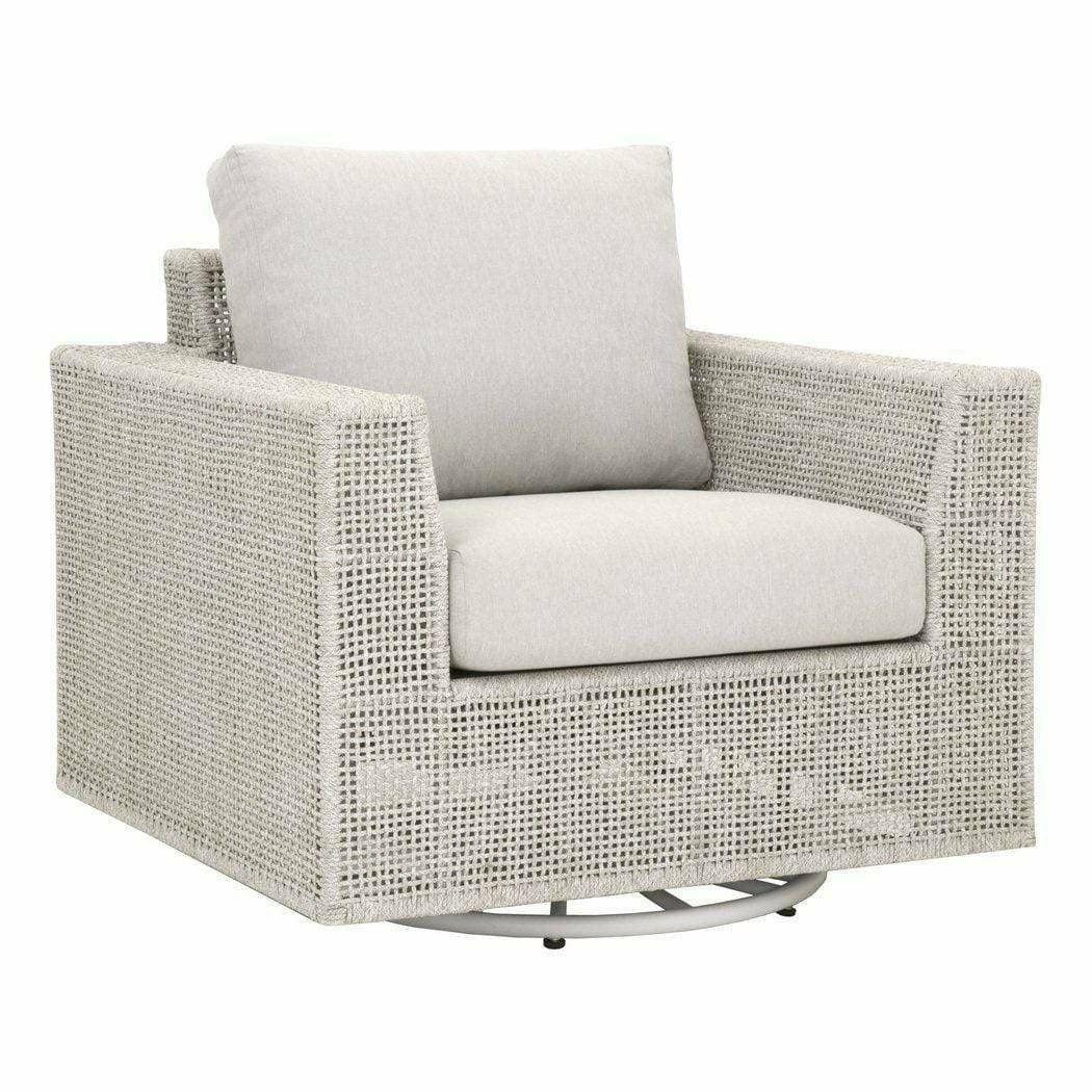 LOOMLAN Outdoor - Tropez Outdoor Swivel Rocker Lounge Chair Taupe Rope - Outdoor Lounge Chairs