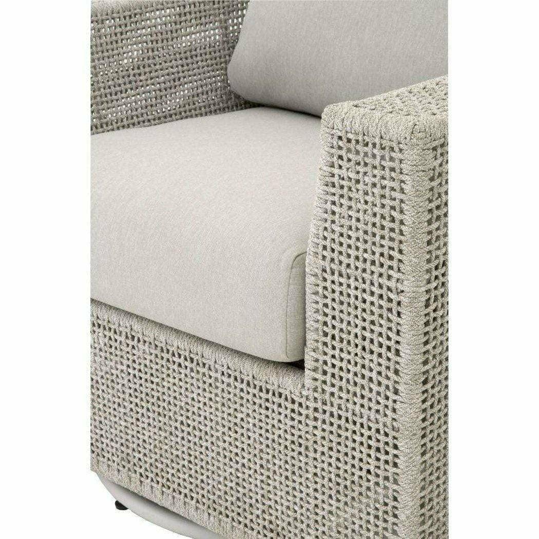 LOOMLAN Outdoor - Tropez Outdoor Swivel Rocker Lounge Chair Taupe Rope - Outdoor Lounge Chairs