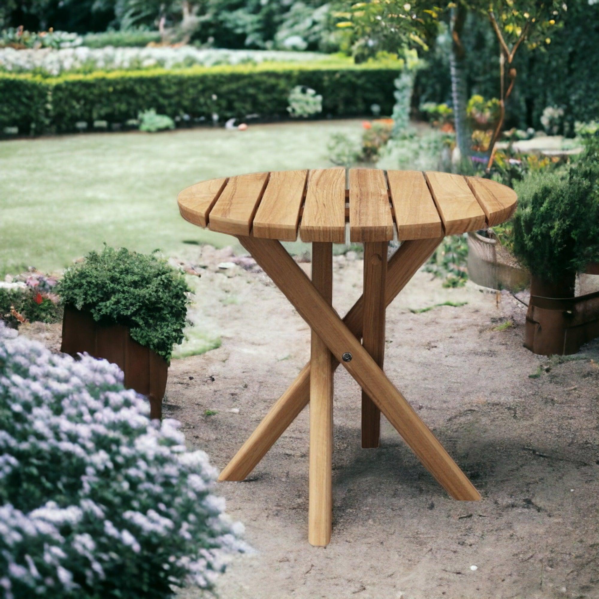 LOOMLAN Outdoor - Tulum Round Teak Outdoor Side Table - Outdoor Side Tables