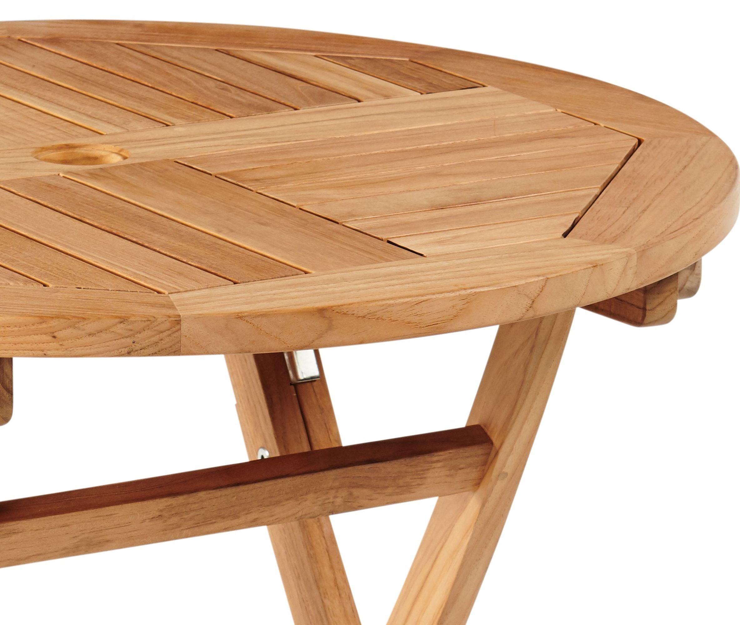 LOOMLAN Outdoor - Valencia Round Teak Outdoor Folding Table with Umbrella Hole - Outdoor Bistro Tables