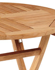 LOOMLAN Outdoor - Valencia Round Teak Outdoor Folding Table with Umbrella Hole - Outdoor Bistro Tables
