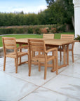 LOOMLAN Outdoor - Venice 5-Piece Rectangular Teak Outdoor Dining Set with Extendable Table and Stacking Armchairs - Outdoor Dining Sets