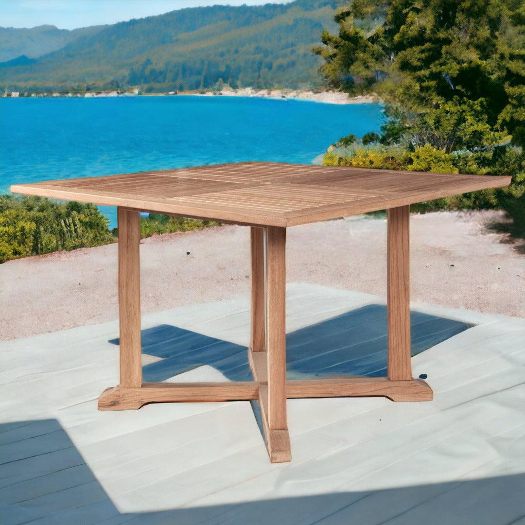 LOOMLAN Outdoor - Venice Square Teak Outdoor Dining Table with Umbrella Hole - Outdoor Dining Tables