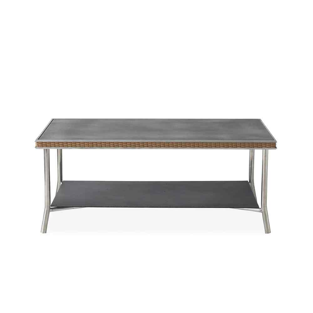 LOOMLAN Outdoor - Visions 42" Rectangular Cocktail Table with Taupe Glass Lloyd Flanders - Outdoor Coffee Tables