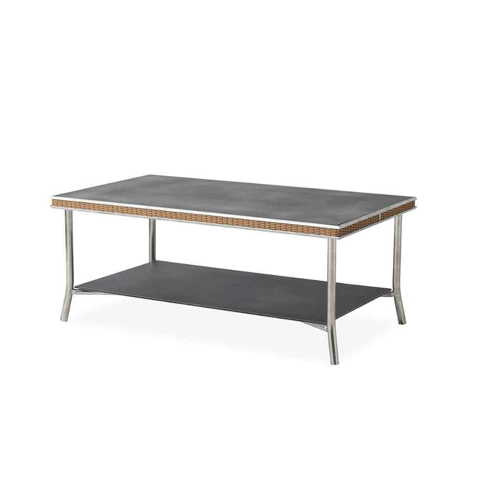 LOOMLAN Outdoor - Visions 42" Rectangular Cocktail Table with Taupe Glass Lloyd Flanders - Outdoor Coffee Tables