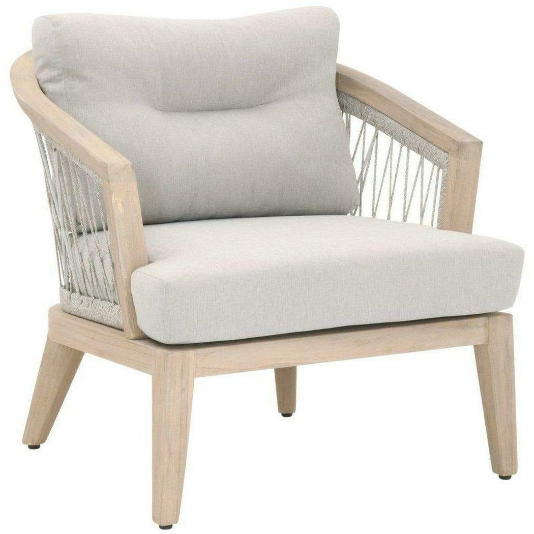 LOOMLAN Outdoor - Web Outdoor Club Chair Taupe & White Flat Rope Pumice Gray Teak - Outdoor Lounge Chairs