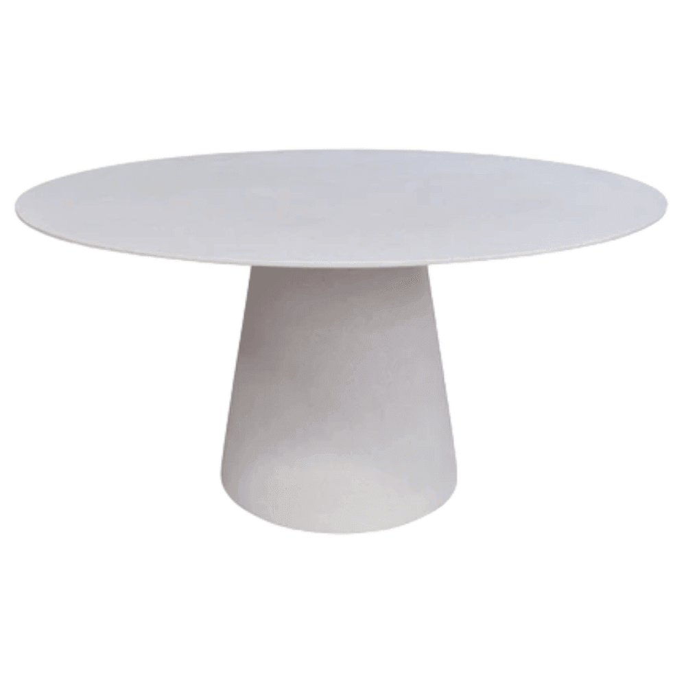 LOOMLAN Outdoor - White Resin Concrete Round Dining Table Indoor Outdoor Use - Outdoor Dining Tables