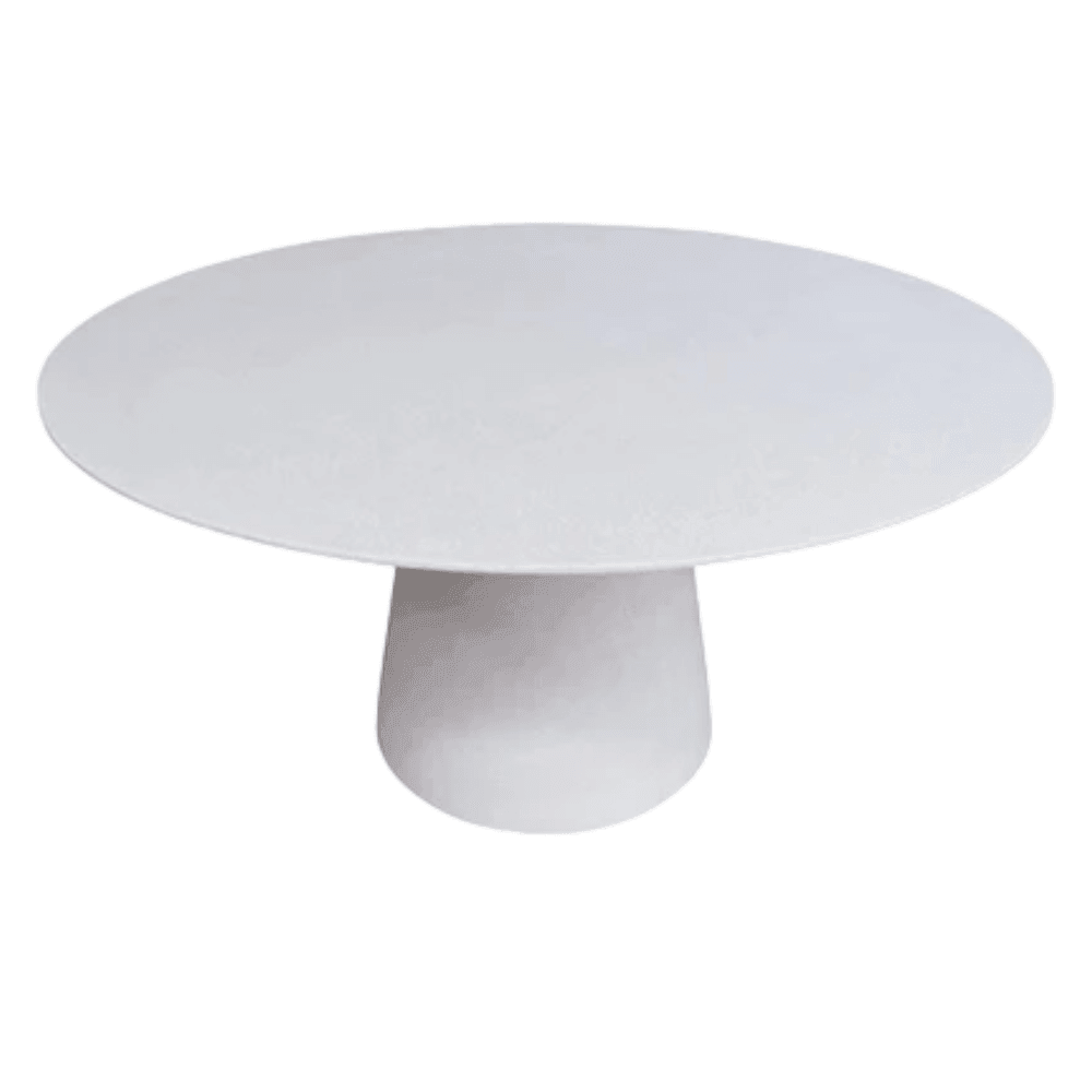 LOOMLAN Outdoor - White Resin Concrete Round Dining Table Indoor Outdoor Use - Outdoor Dining Tables