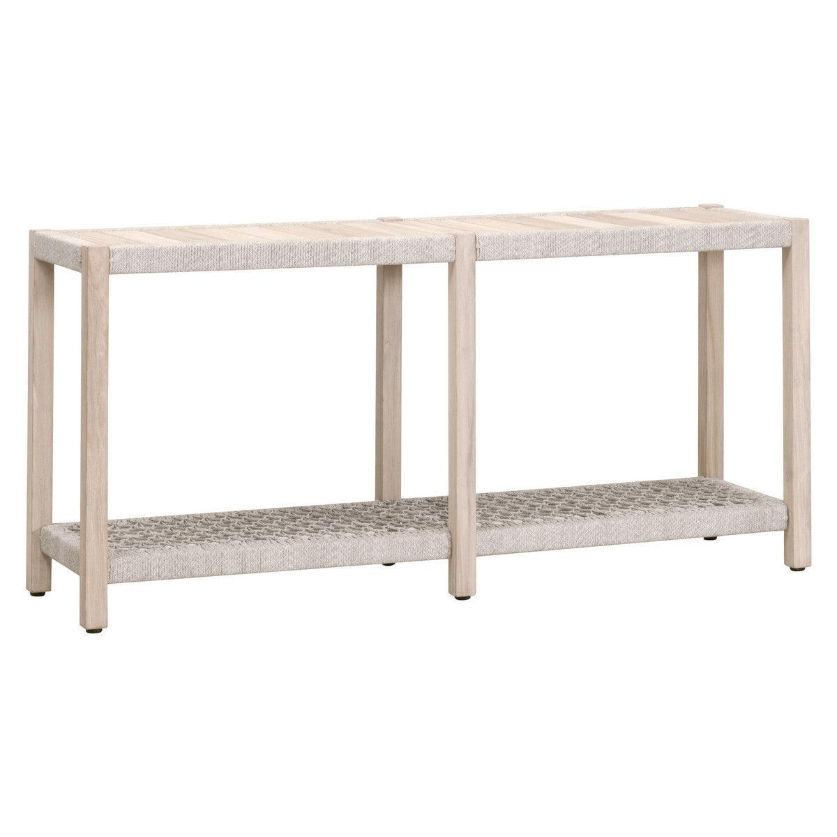 LOOMLAN Outdoor - Wrap Outdoor Console Sofa Table for Patio Teak With Storage Shelf - Outdoor Console Tables