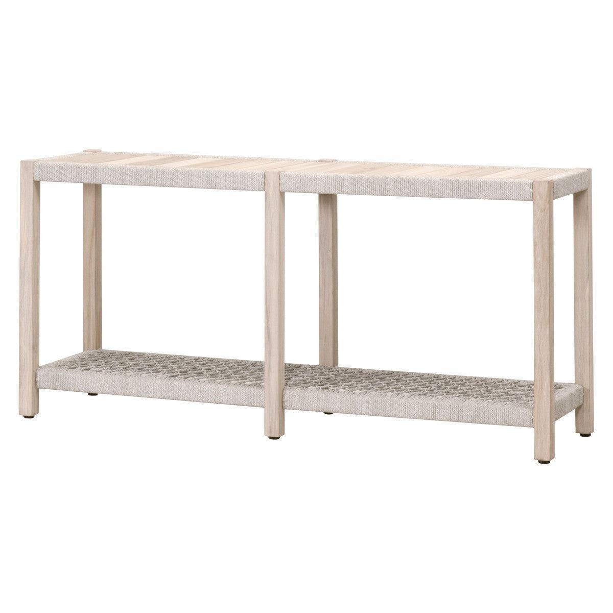 LOOMLAN Outdoor - Wrap Outdoor Console Sofa Table for Patio Teak With Storage Shelf - Outdoor Console Tables