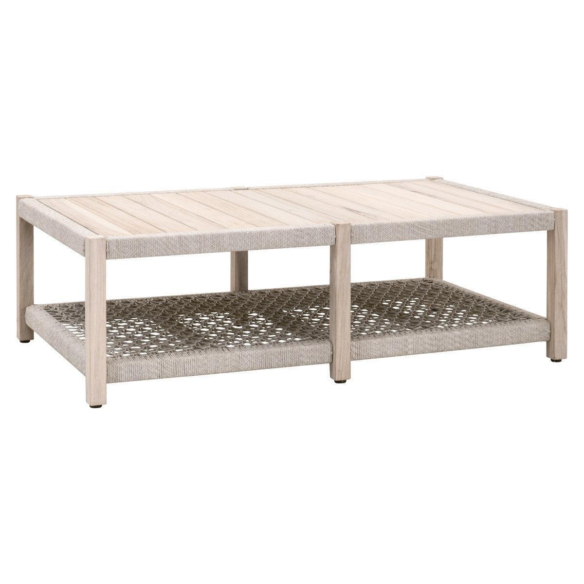 LOOMLAN Outdoor - Wrap Outdoor Rectangular Coffee Table With Storage Shelf - Outdoor Coffee Tables