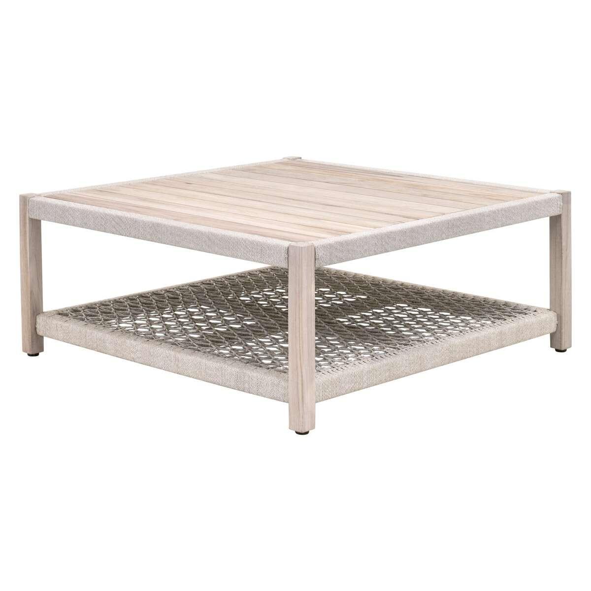 LOOMLAN Outdoor - Wrap Outdoor Square Coffee Table Teak With Storage Shelf - Outdoor Coffee Tables