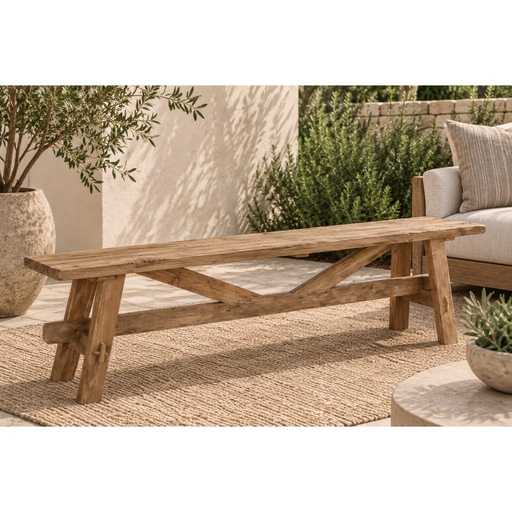 Tucker Natural Wooden Outdoor Bench - view 3