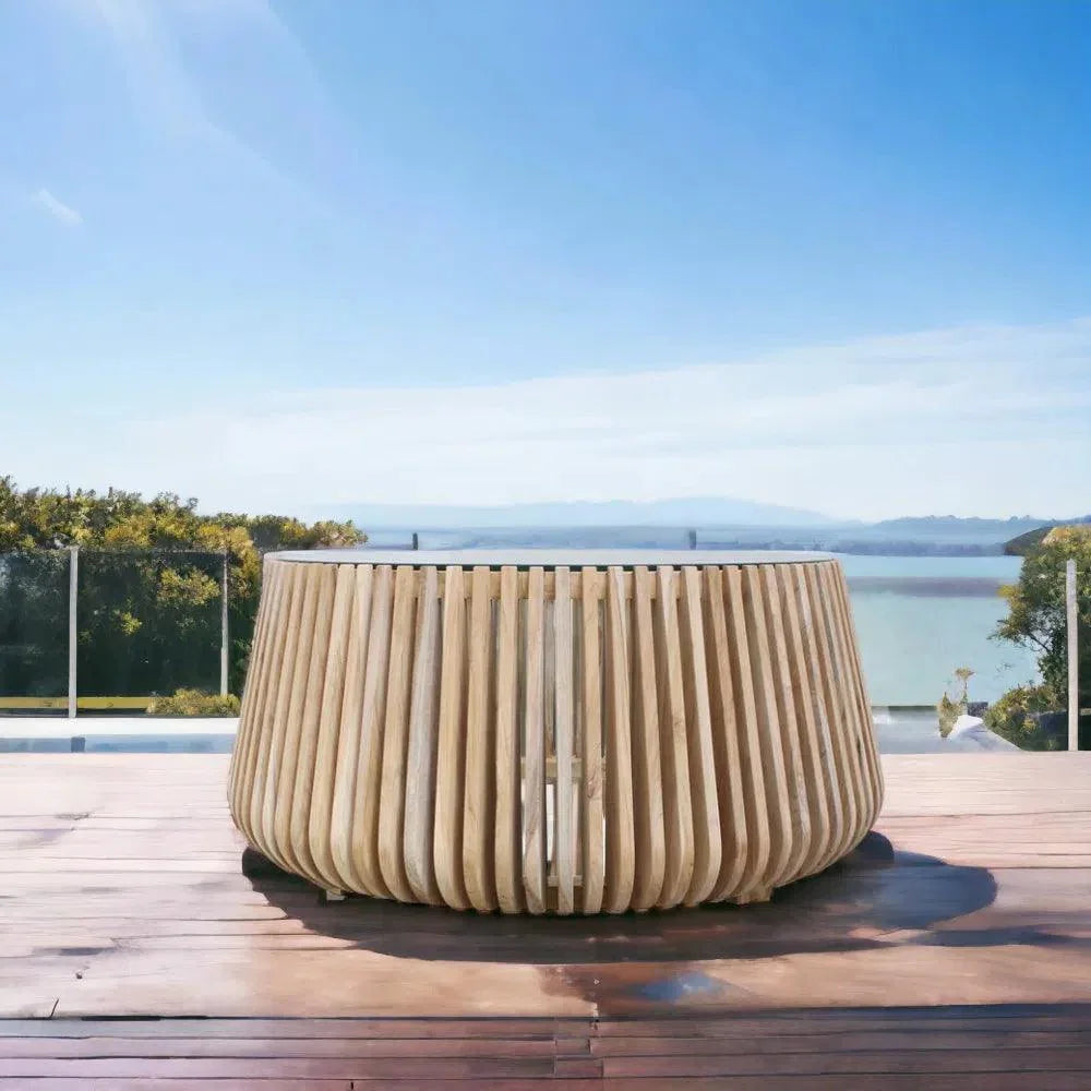 Alder Teak Round Coffee Table Indoor or Outdoor -- view 4