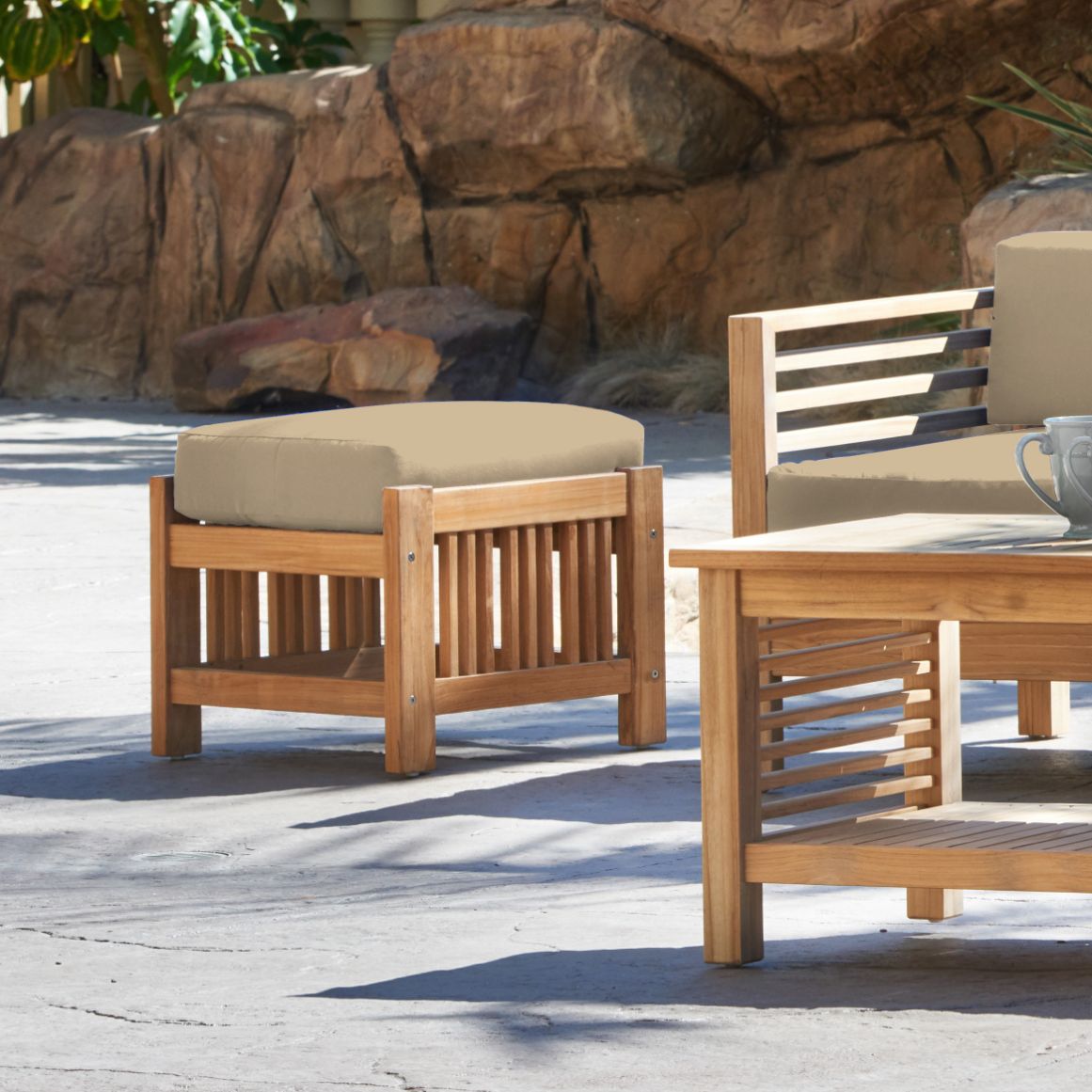 Summer Teak Outdoor Ottoman Sunbrella Cushions -- view 17
