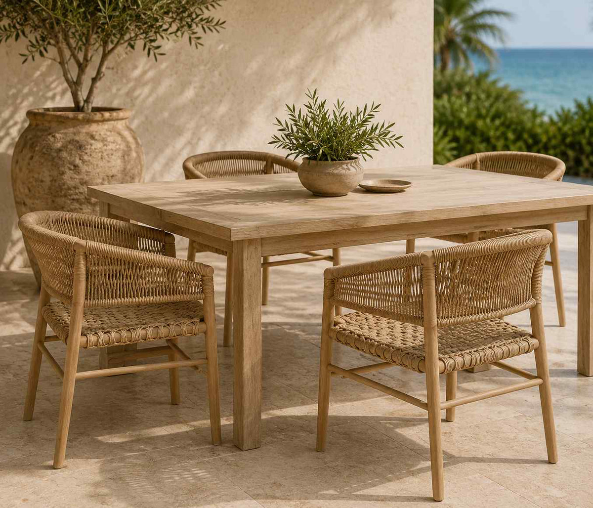 Calais Teak Framed Patio Dining Chair - view 3