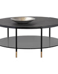 Zuma Coffee Table Modern Concrete and Glass with Gold Caps