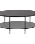 Zuma Coffee Table Modern Concrete and Glass with Gold Caps