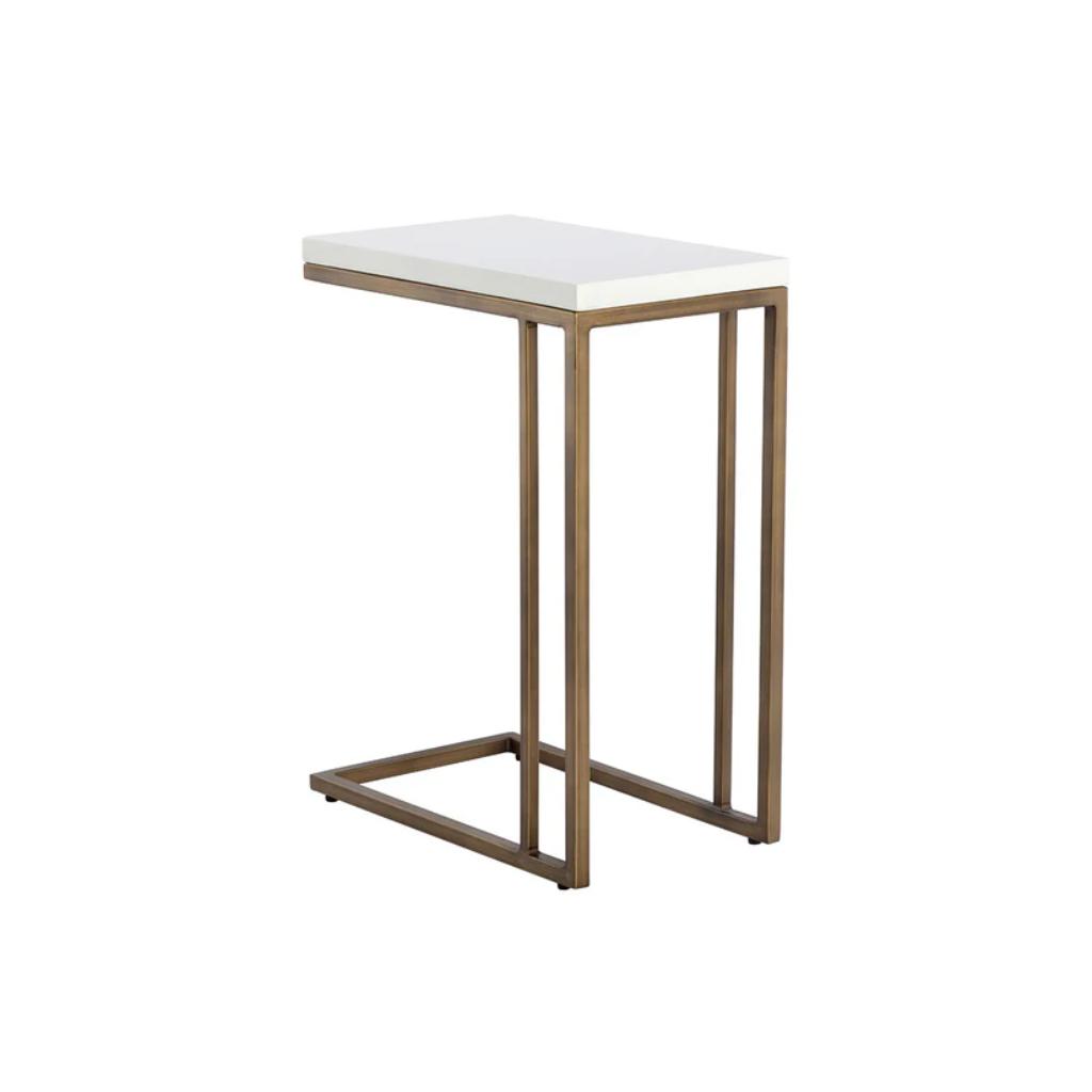 Sawyer Steel Framed Concrete Outdoor Rectangular End Table