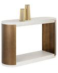 Cavette Console Table Modern White Concrete Brass Steel