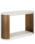 Cavette Console Table Modern White Concrete Brass Steel