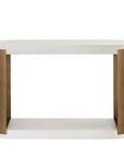 Cavette Console Table Modern White Concrete Brass Steel