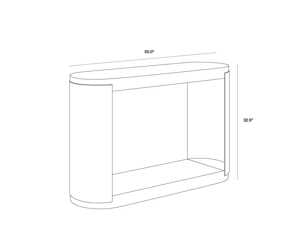 Cavette Console Table Modern White Concrete Brass Steel