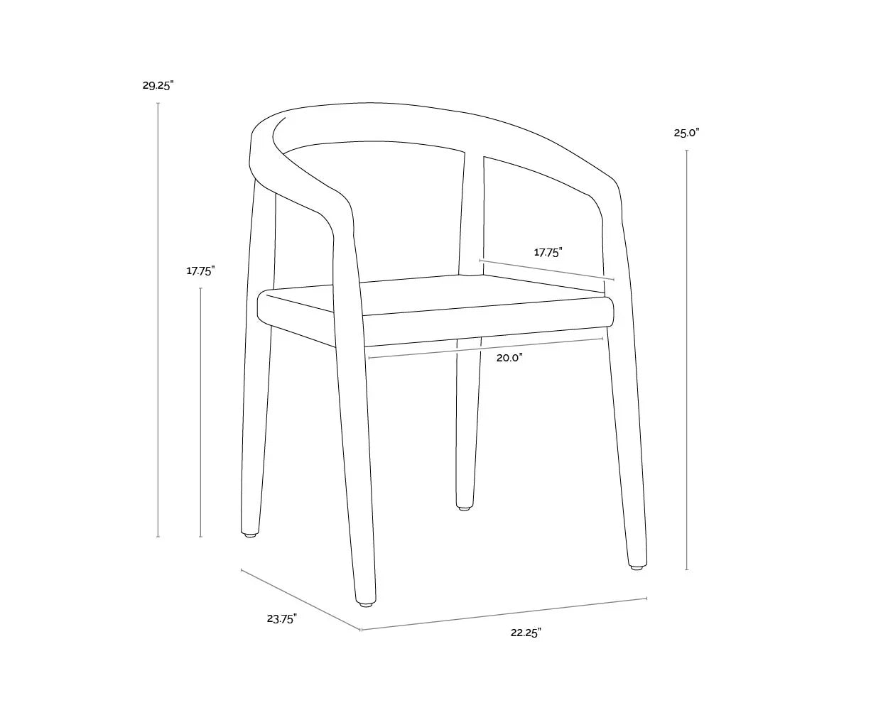 Cayman Dining Armchair Charcoal Solid Teak Wood Frame